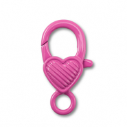 Apprêts colorés fermoir mousqueton coeur Rose magenta