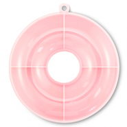 Présentoir bijoux boîte de rangement 4 cases donut Transparent-rose