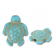 Perles en c&eacute;ramique tortue Bleu turquoise