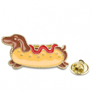 Pins hotdog Jaune-marron-rouge-dor&eacute;