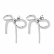 Boucles d'oreilles puces en acier Inox nœud Argenté