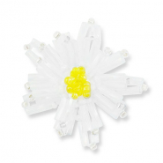 Pendentifs en perles de verre fleur Transparent blanc-transparent jaune-blanc