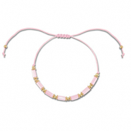 Bracelets tendance perles mixtes Rose clair-dor&eacute;