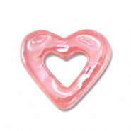 Perles en c&eacute;ramique DQ grecque c&oelig;ur Rose mauve