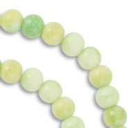 Perles en verre 8 mm Vert clair-jaune clair