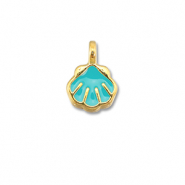 Breloques en métal DQ coquille Bleu turquoise-Doré (sans nickel)