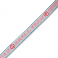 BY31&reg; Ruban texte "Shell yeah" Bleu clair-rose-rouge corail-bleu