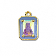 Métal TQ laiton breloques rectangle Doré-bleu-AB coating