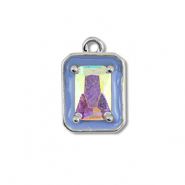 Métal TQ laiton breloques rectangle Argenté-bleu-AB coating