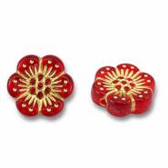 Perles acryliques fleur Rouge-dor&eacute;