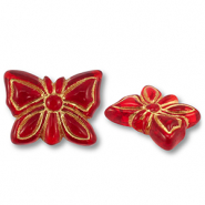 Perles acryliques papillon Rouge-dor&eacute;