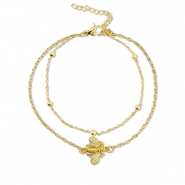 Bracelets en acier Inox abeille Dor&eacute;