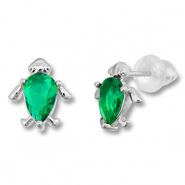 Métal TQ laiton boucles d'oreilles / puces d’oreilles tortue Argenté-vert