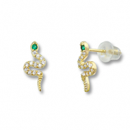 Métal TQ laiton boucles d'oreilles / puces d’oreilles serpent Doré-vert