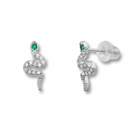 Métal TQ laiton boucles d'oreilles / puces d’oreilles serpent Argenté-vert