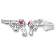 M&eacute;tal TQ laiton boucles d'oreilles / puces d&rsquo;oreilles revolver Argent&eacute;-rose fonc&eacute;