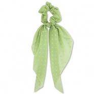 Elastique pour cheveux chouchou pois avec ruban Vert clair