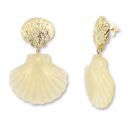 Boucles d'oreilles accroche-regard coquille Champagne clair-doré