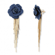 Boucles d'oreilles en denim-look accroche-regard fleur Bleu denim-doré
