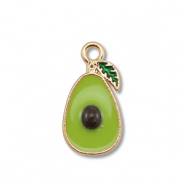 Breloques en métal émaillée avocat Doré-vert olive