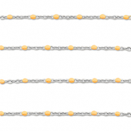 Appr&ecirc;ts en acier Inox cha&icirc;ne maille jaseron 1mm Argent&eacute;-orange p&ecirc;che