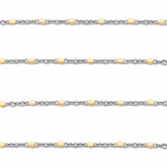 Appr&ecirc;ts en acier Inox cha&icirc;ne maille jaseron 1mm Argent&eacute;-p&ecirc;che nude