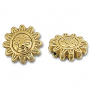 Perles en acier Inox fleur avec visage Dor&eacute;