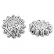 Perles en acier Inox fleur avec visage Argent&eacute;