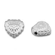 Perles en acier Inox coeur Oeil Porte-Bonheur Argent&eacute;