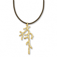 Colliers accroche-regard cordon avec corail Vert fonce-dor&eacute;