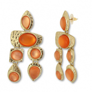 Boucles d'oreilles accroche-regard Doré-corail