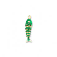 Breloques en laiton Eco-brass® poisson Doré-vert-blanc