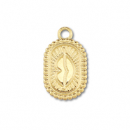 Breloques en acier Inox ovale avec kiss Doré