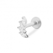 Piercing d’oreilles en acier Inox feuille Argenté