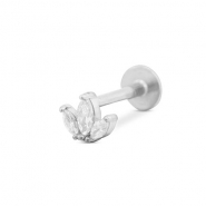 Piercing d’oreilles en acier Inox feuille Argenté