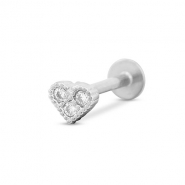 Piercing d&rsquo;oreilles en acier Inox coeur Argent&eacute;