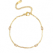 Bracelets en acier Inox cristal Dor&eacute;