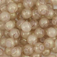 Perles en verre avec pailletes 4 mm Beige-dor&eacute;