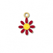 Breloques en acier Inox fleur Doré-rouge foncé-jaune