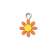 Breloques en acier Inox fleur Argenté-orange-jaune