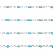 Apprêts en acier inox chaîne maille jaseron 1mm vert turquoise -argenté