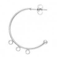 Appr&ecirc;ts en acier Inox boucles d'oreilles cr&eacute;oles avec 3 anneaux Argent&eacute;