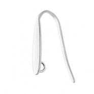 Apprêts en acier inox boucles d'oreilles crochet avec anneau Argenté