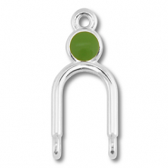 Breloques en m&eacute;tal DQ connecteur Argent&eacute; antique (sans nickel)-vert olive
