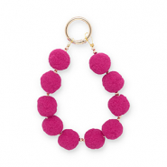 Porte-clés pompom Rose magenta-doré