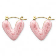 Boucles d'oreilles en acier Inox créoles cœur Doré-rose