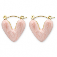 Boucles d'oreilles en acier Inox créoles cœur Doré-rose pêche