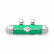 Message bead breloques en acier Inox Argenté-vert-transparent
