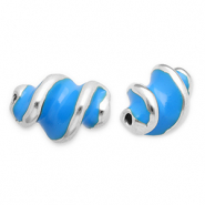 Perles en acier Inox torsadé Argenté-bleu