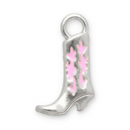 Breloques en acier Inox botte de cow-boy Argenté-rose